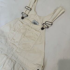 Zara Off-White Overalls with Front Pocket